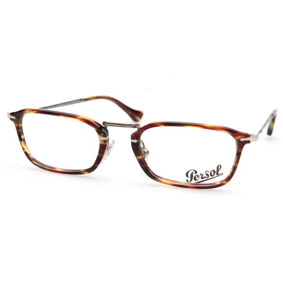NWT Persol PO 3044V 52MM Brown & Gold Tortoise Optical Frames Rectangle Eyeglass